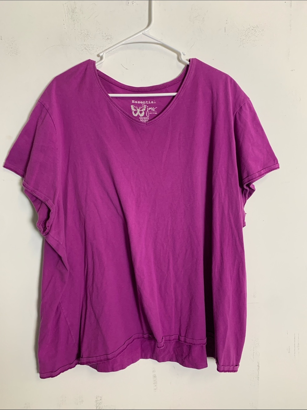Essentials Women's Short-Sleeve V-Neck Tee in Bright Magenta